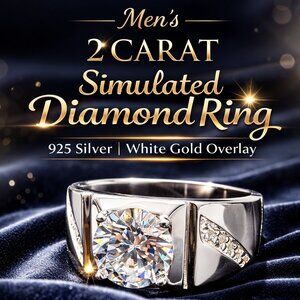 Men’s Simulated Diamond Ring | 2 Carat Round Cut | 925 Silver